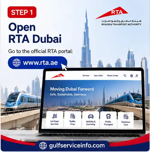 Open the official RTA Dubai website to access login and online services