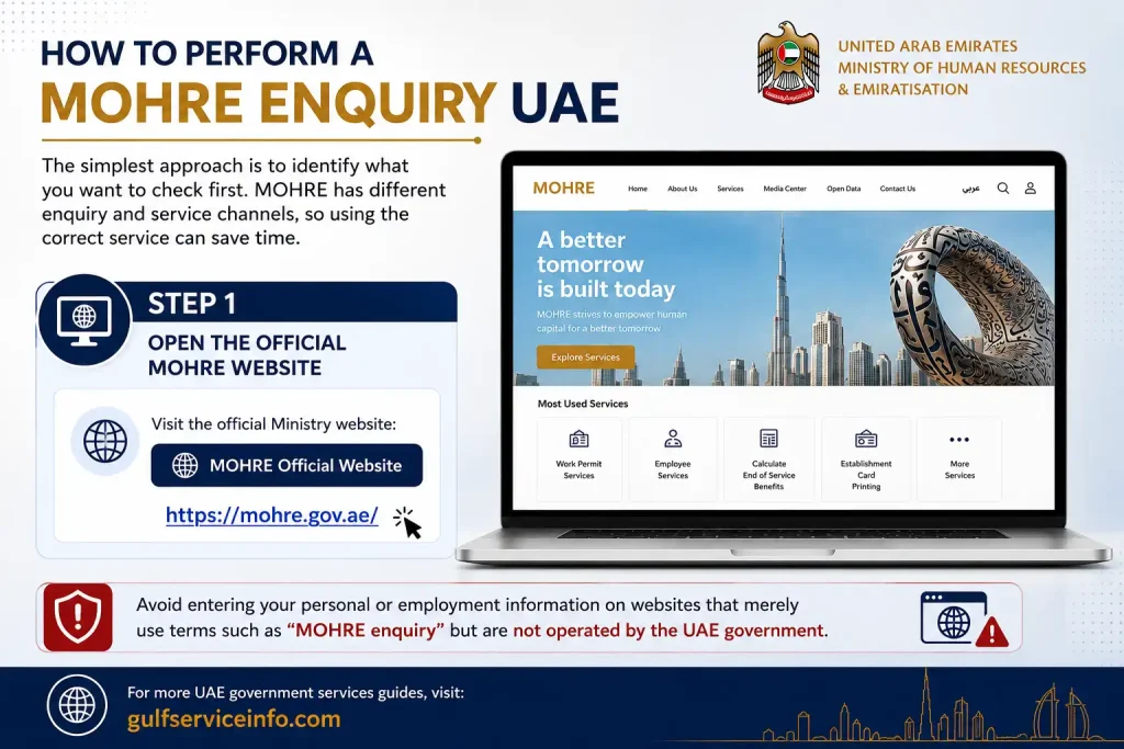 Open the official MOHRE website in the UAE