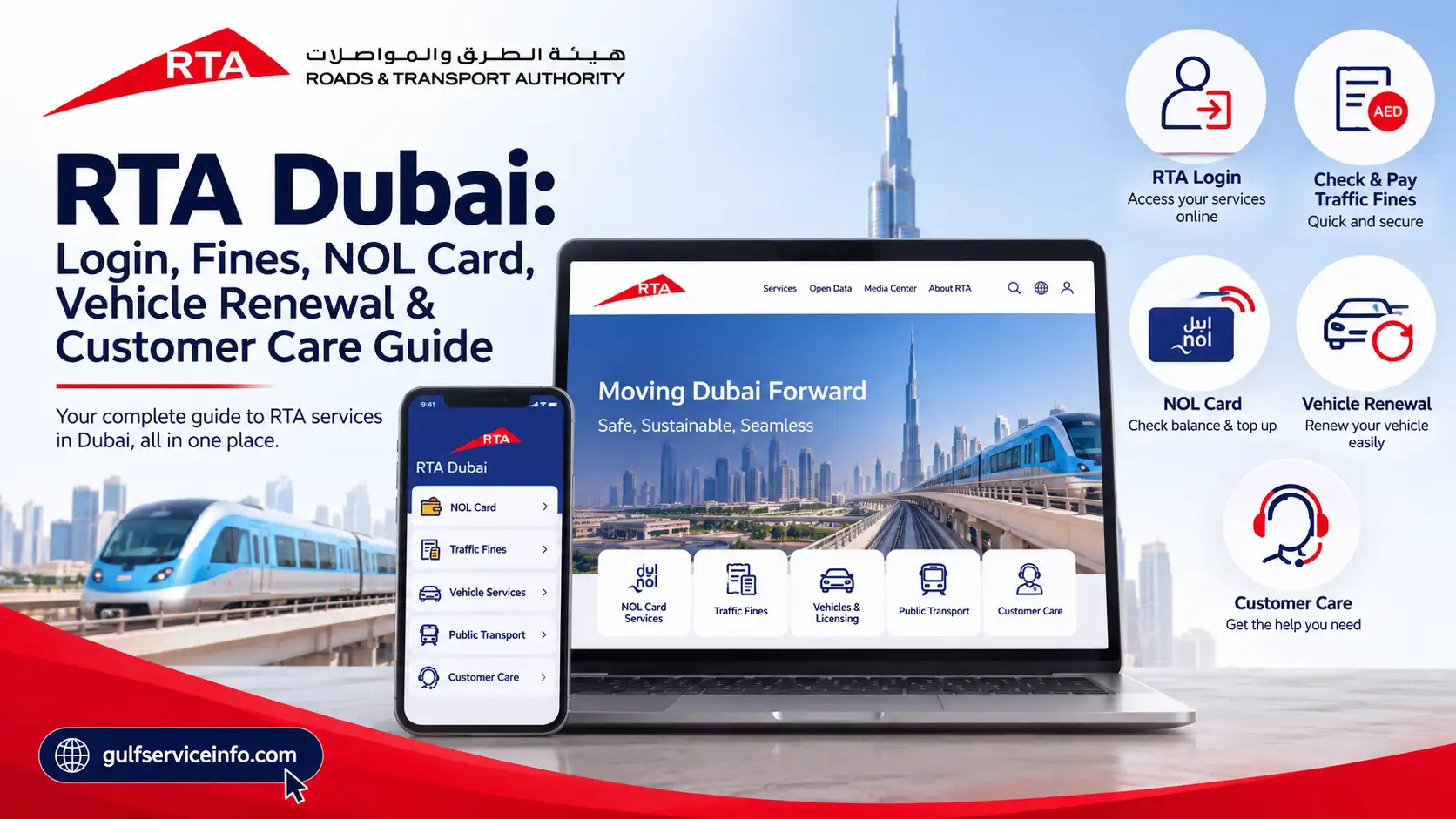 RTA Dubai guide for login, traffic fines, NOL card, vehicle renewal and customer care
