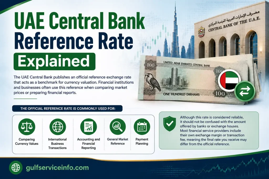 UAE Central Bank reference rate explained for AED to PKR currency exchange and foreign exchange calculations.