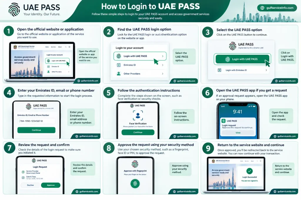 How to login to UAE PASS using the official UAE PASS authentication process