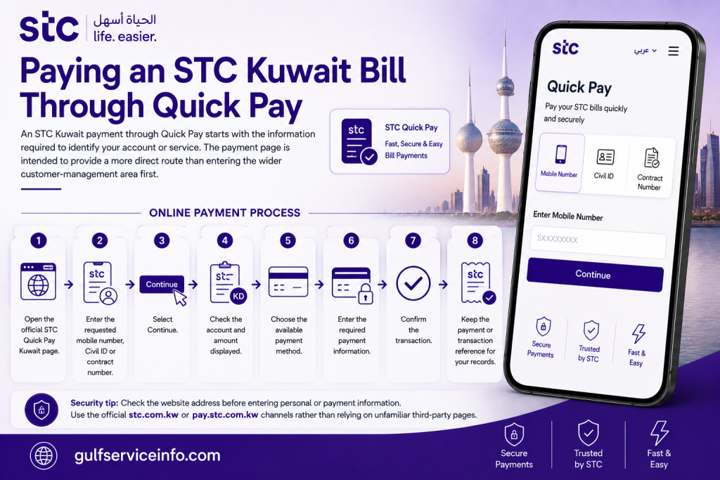 Paying an STC Kuwait bill through Quick Pay online