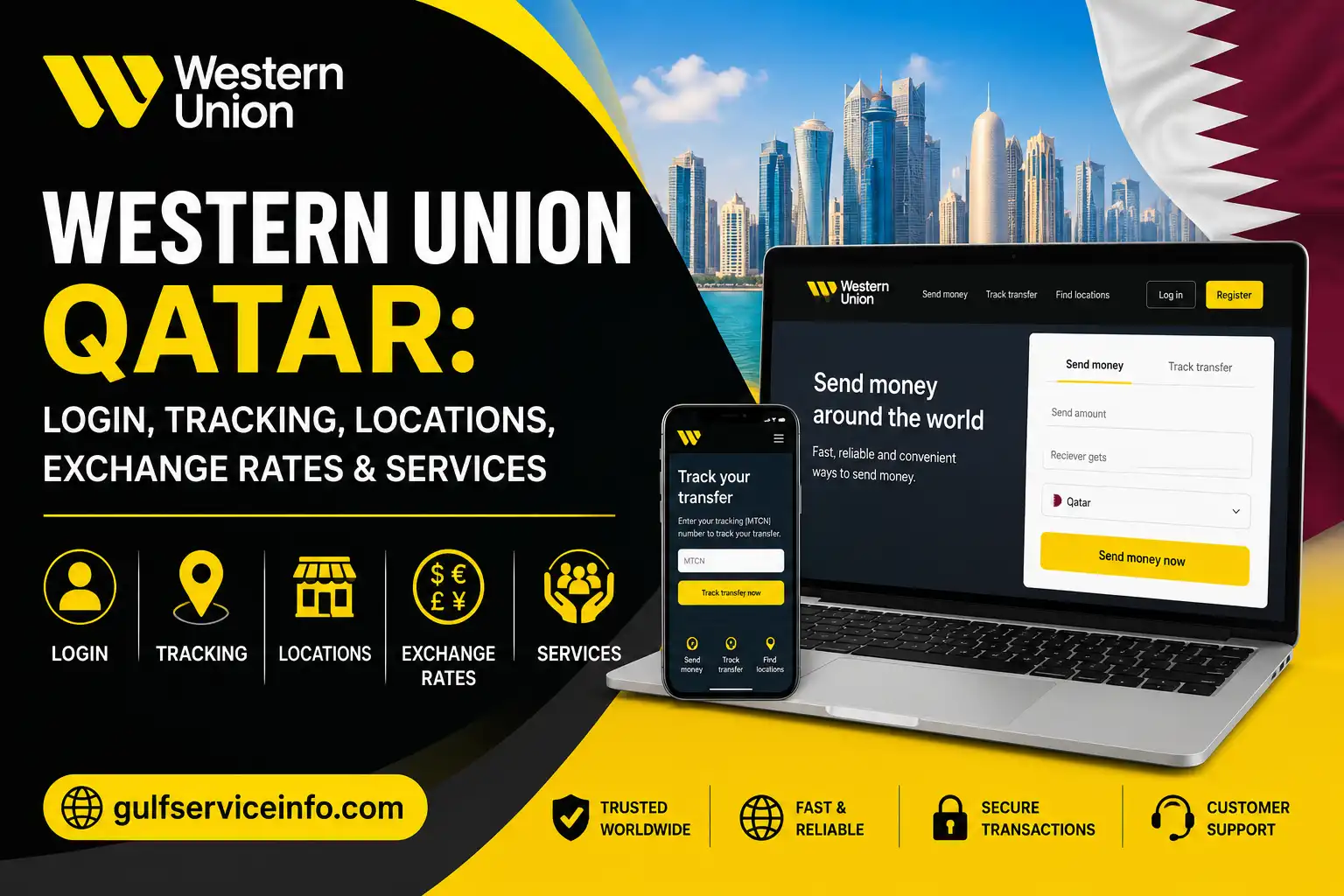 Western Union Qatar login, tracking, locations, exchange rates and services