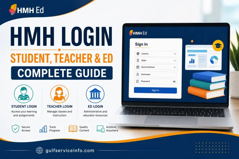 HMH Login guide showing student login, teacher login, and HMH Ed login portal