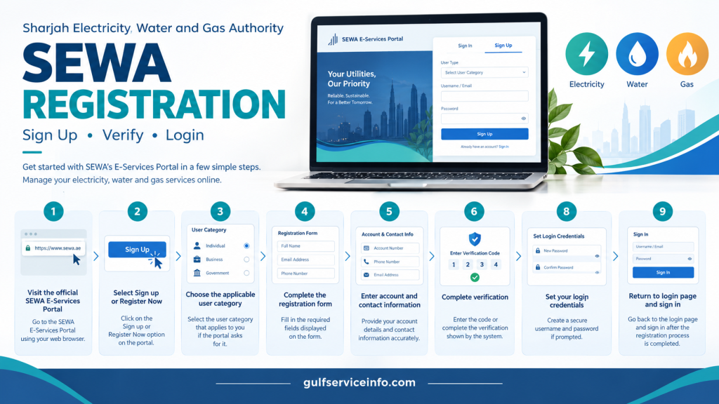 SEWA registration steps for creating an online account
